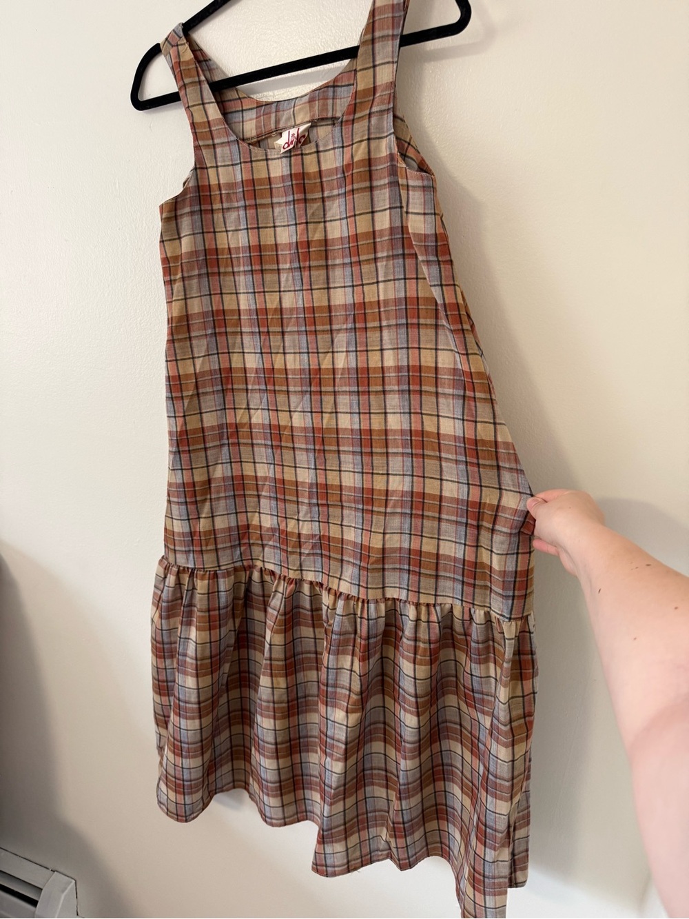 Vintage Y2K Plaid Tiered Midi Dress Size 7/8 Fairygrunge Whimsical Boho - Picture 4 of 11
